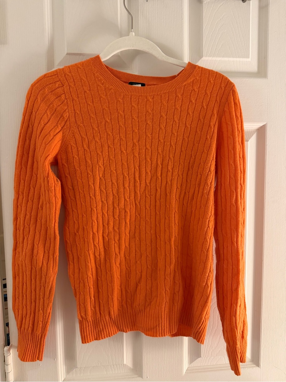J. Crew Orange Cable-Knit Crewneck Sweater